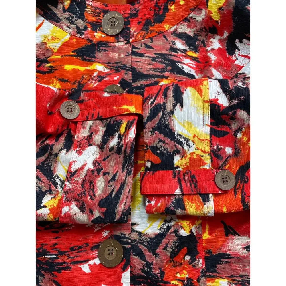 Birch Hill Women's Floral Silk Blend Blazer Size L Pockets Old Money Art to Wear